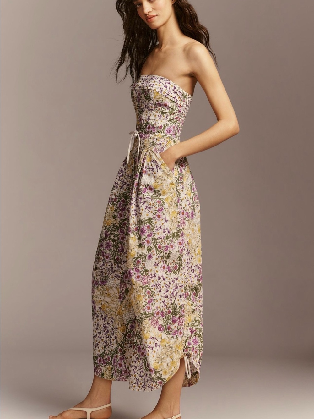 Anthropologie Strapless Floral Parachute Jumpsuit NWT